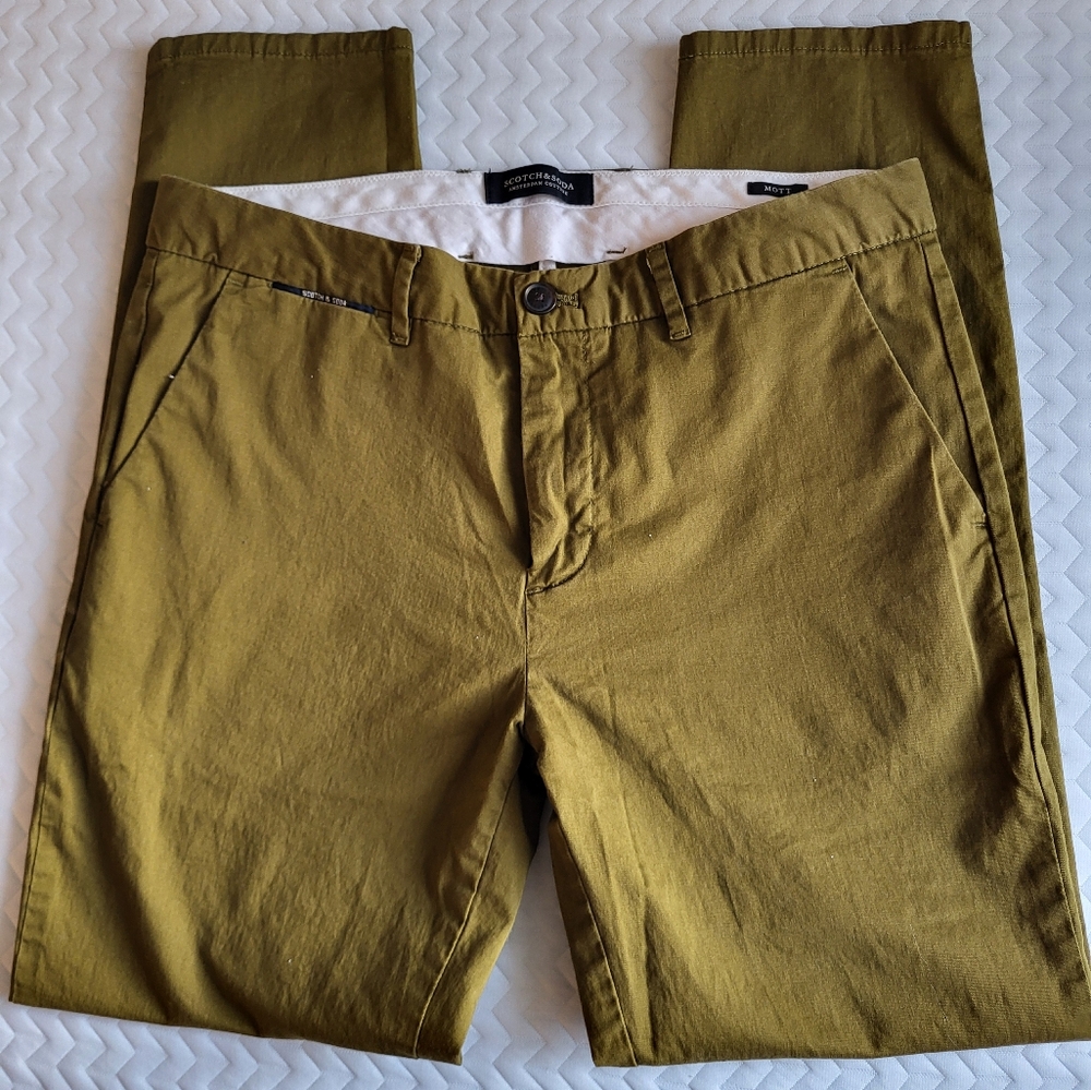 Scotch & Soda, mens green trousers, size W32/L30